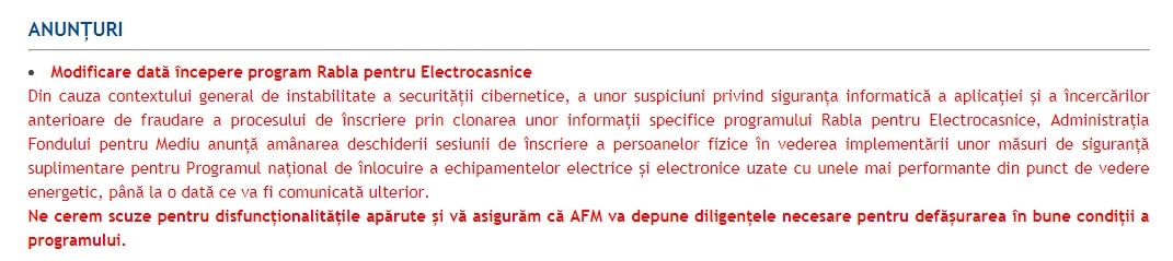 rabla pentru electrocasnice, amanata